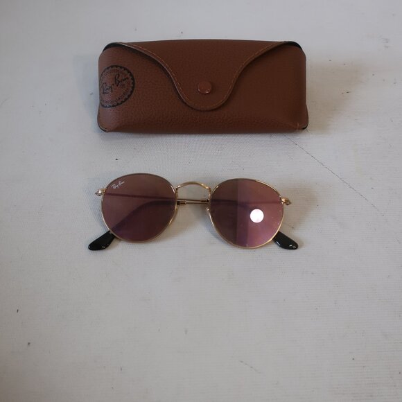 Womens Ray-Ban RB3447-N Round Gold Metal Pink Lenses Sunglasses - Picture 1 of 6